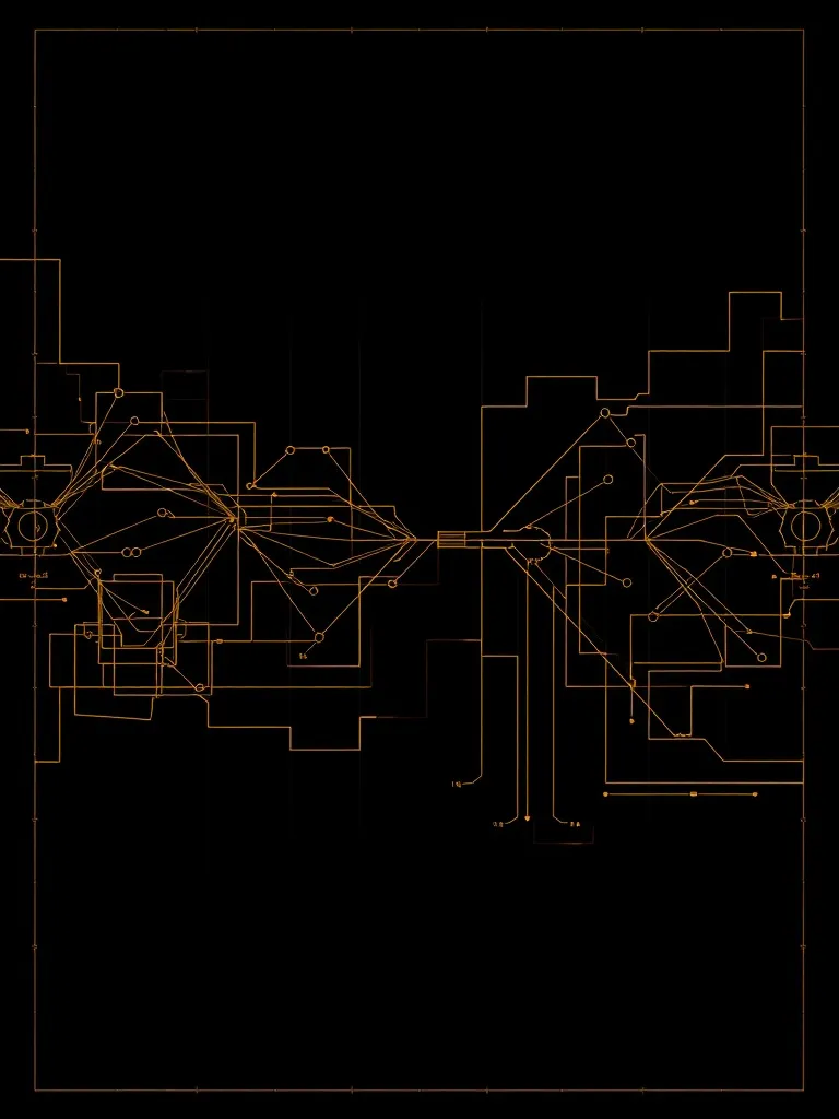 Abstract blueprint of a neural network flow, technical drawi